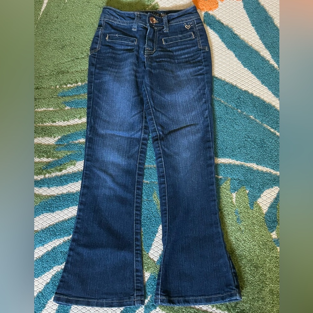 Justice Premium Girls Simply Low Flare Denim Jeans SZ 8S